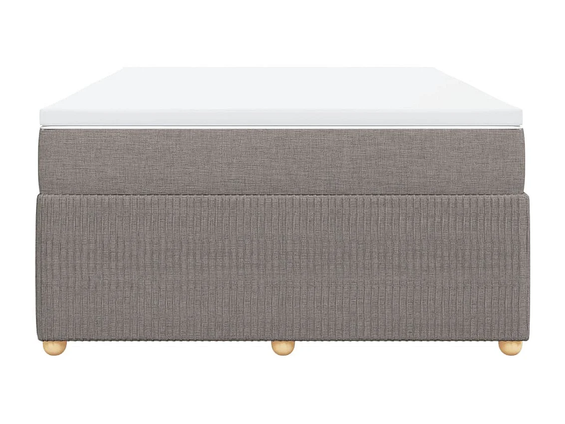 Cama box spring con colchón tela gris taupe 140x200 cm