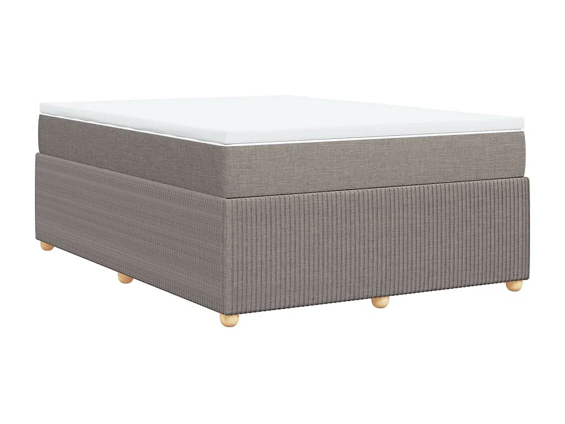 Cama box spring con colchón tela gris taupe 140x200 cm