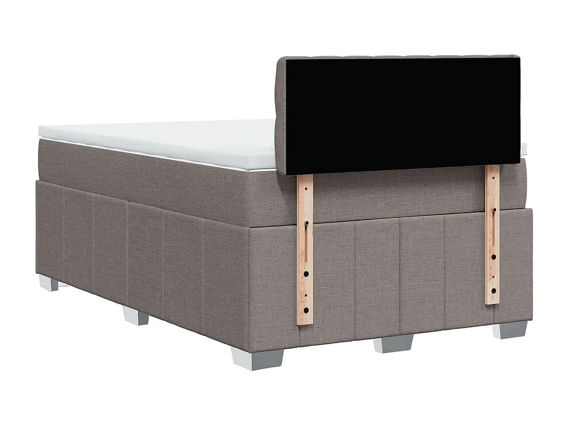 Cama box spring con colchón tela gris taupe 120x190 cm