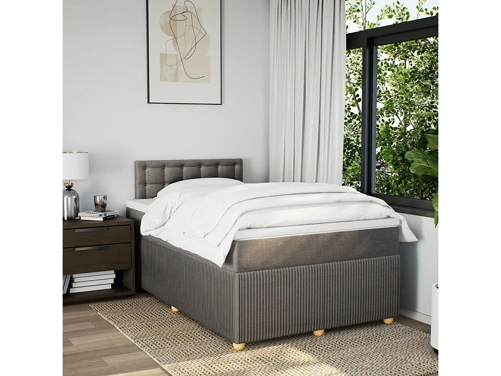 Sommier à lattes de lit avec matelas Taupe 120x200 cm Tissu