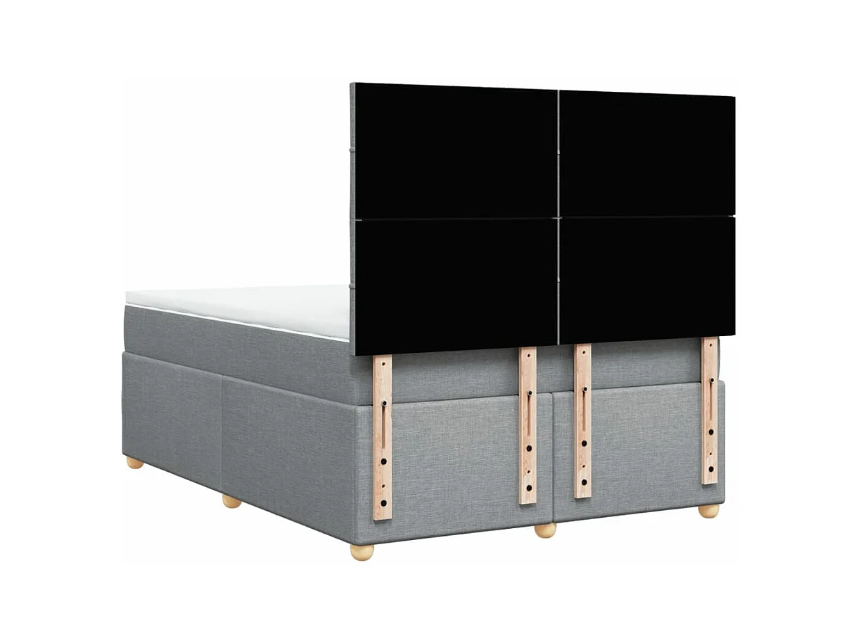 Sommier à lattes de lit avec matelas Gris clair 160x200cm Tissu
