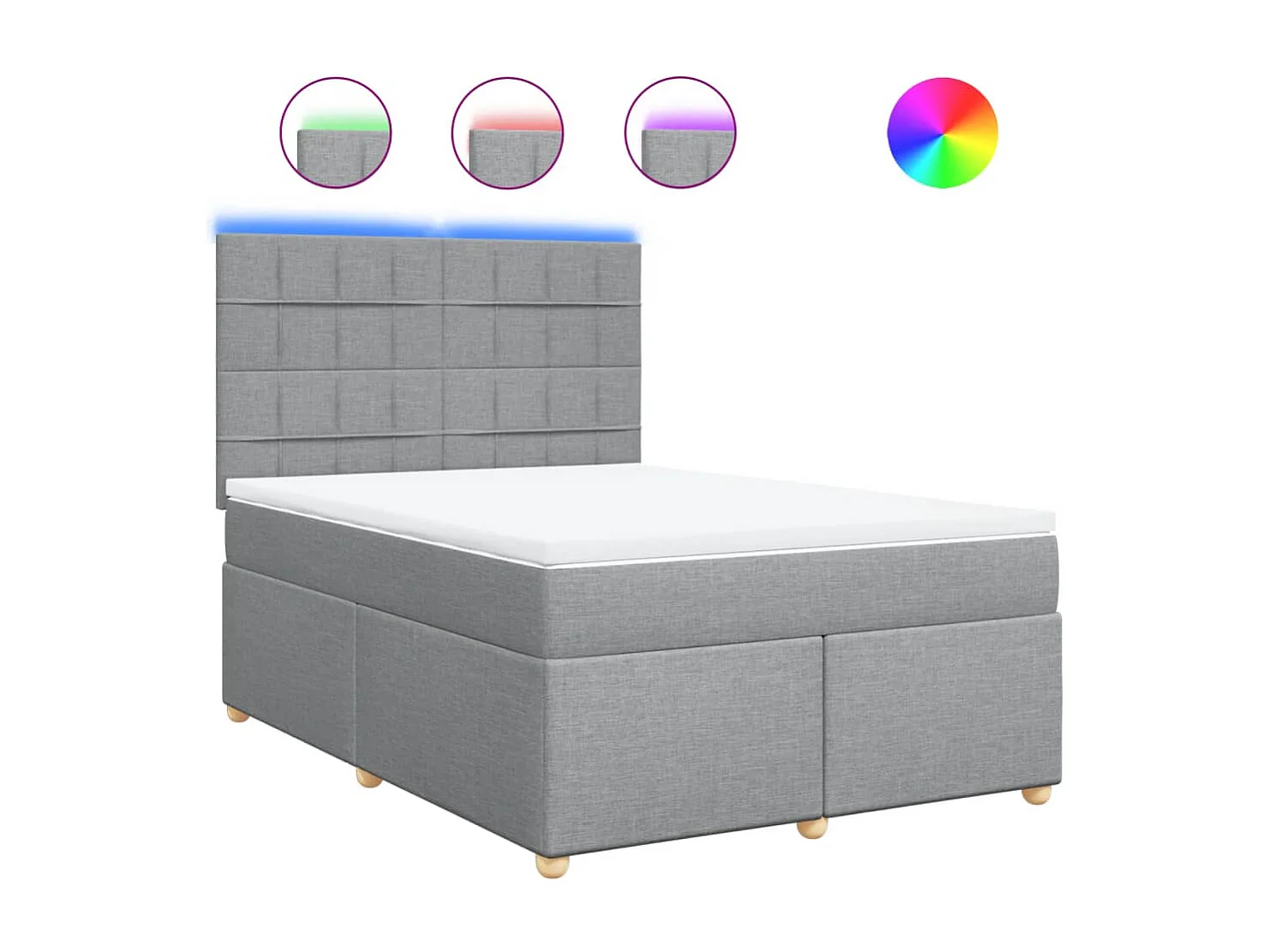 Boxspring met matras stof lichtgrijs 160x200 cm