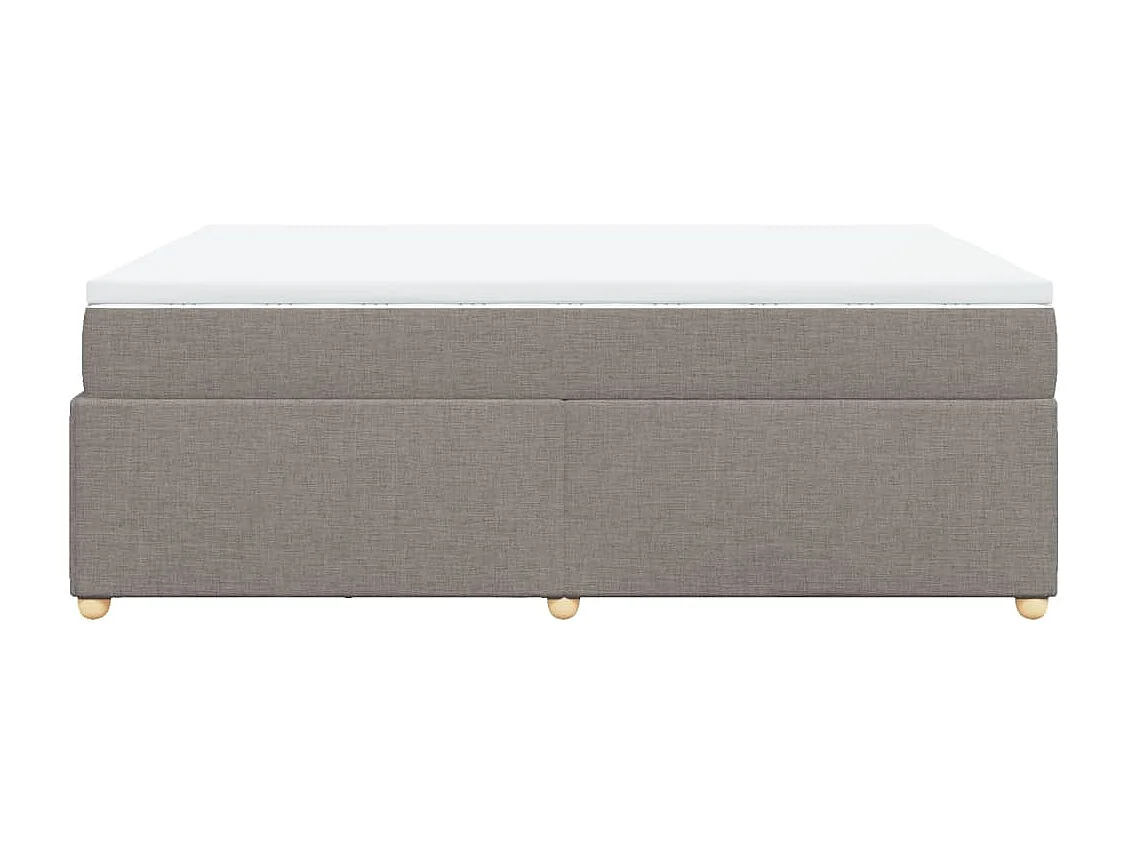 Cama box spring con colchón tela gris taupe 140x190 cm