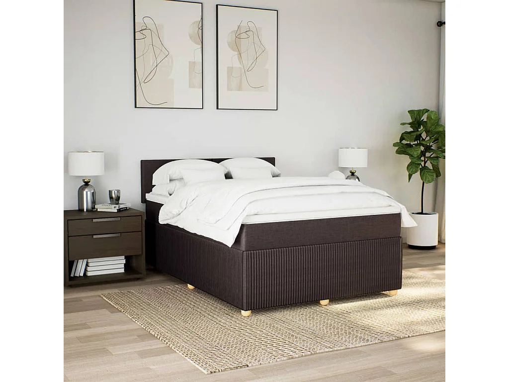 Cama com molas/colchão 140x200 cm tecido castanho-escuro