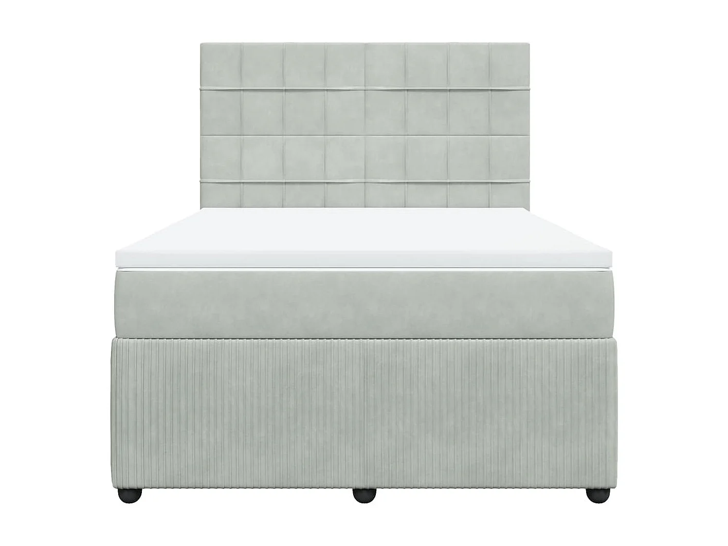 Sommier à lattes de lit et matelas Gris clair 160x200cm Velours