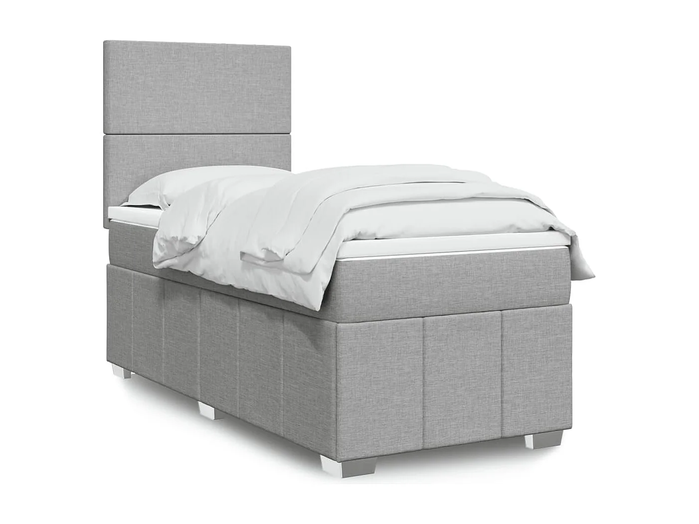 Sommier à lattes de lit avec matelas Gris clair 100x200cm Tissu
