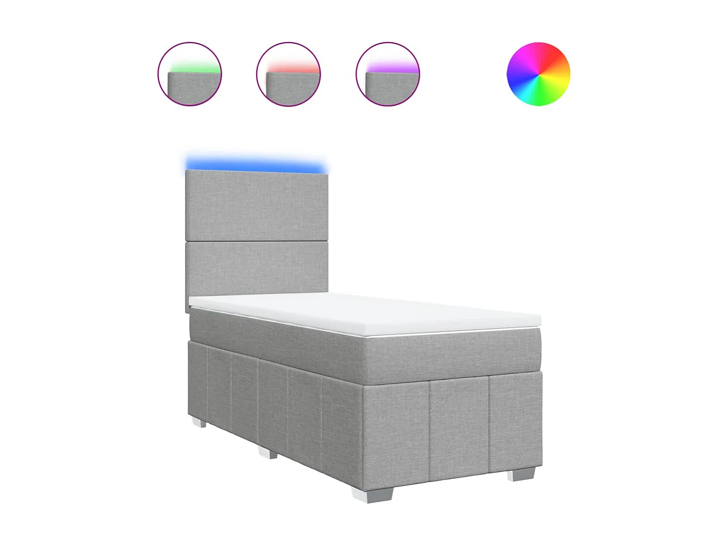 Sommier à lattes de lit avec matelas Gris clair 100x200cm Tissu