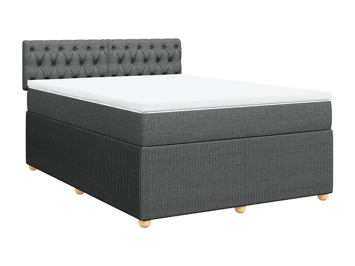 Cama box spring con colchón tela gris oscuro 140x190 cm