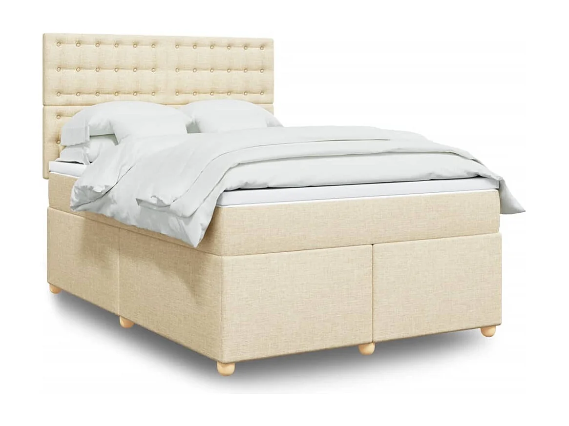 Sommier à lattes de lit avec matelas Crème 140x190 cm Tissu