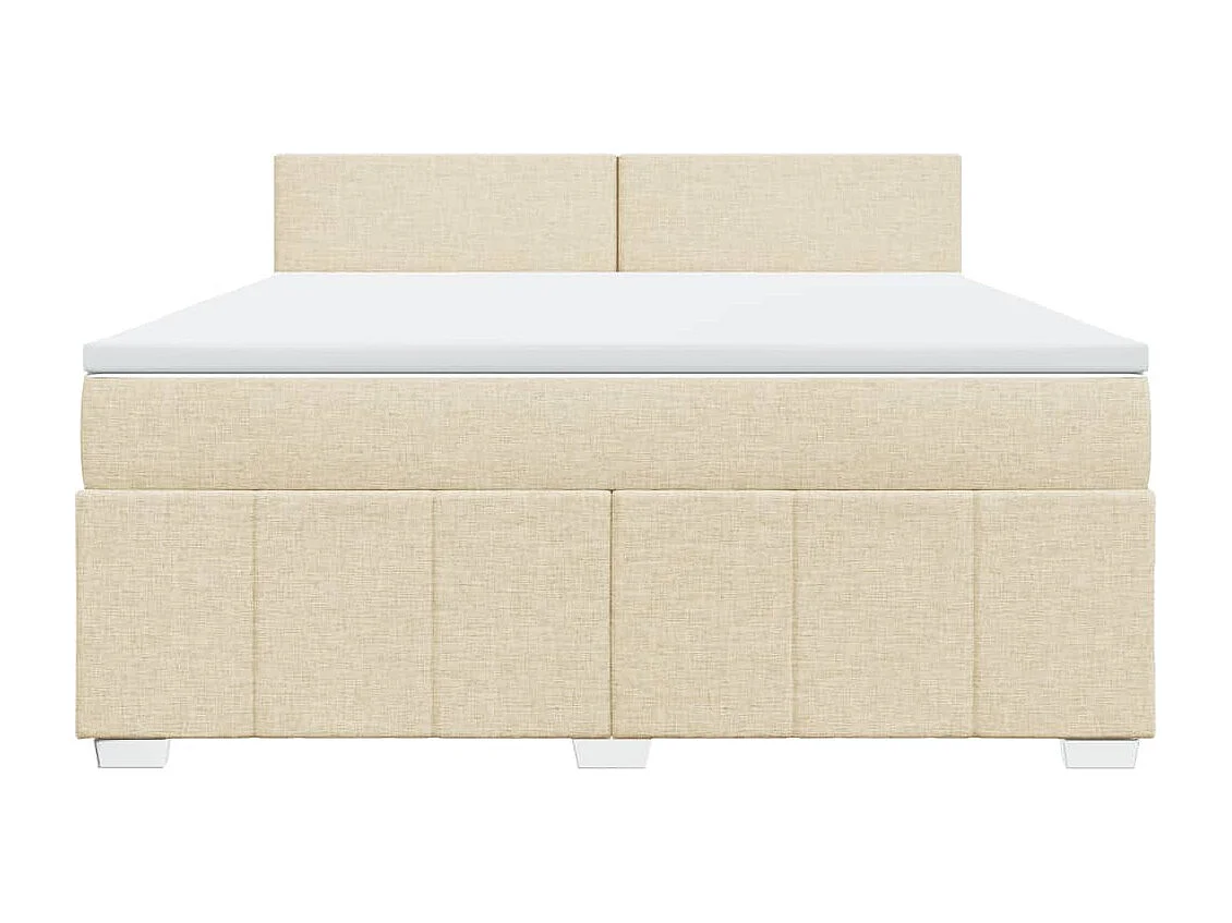 Cama box spring con colchón tela color crema 180x200 cm