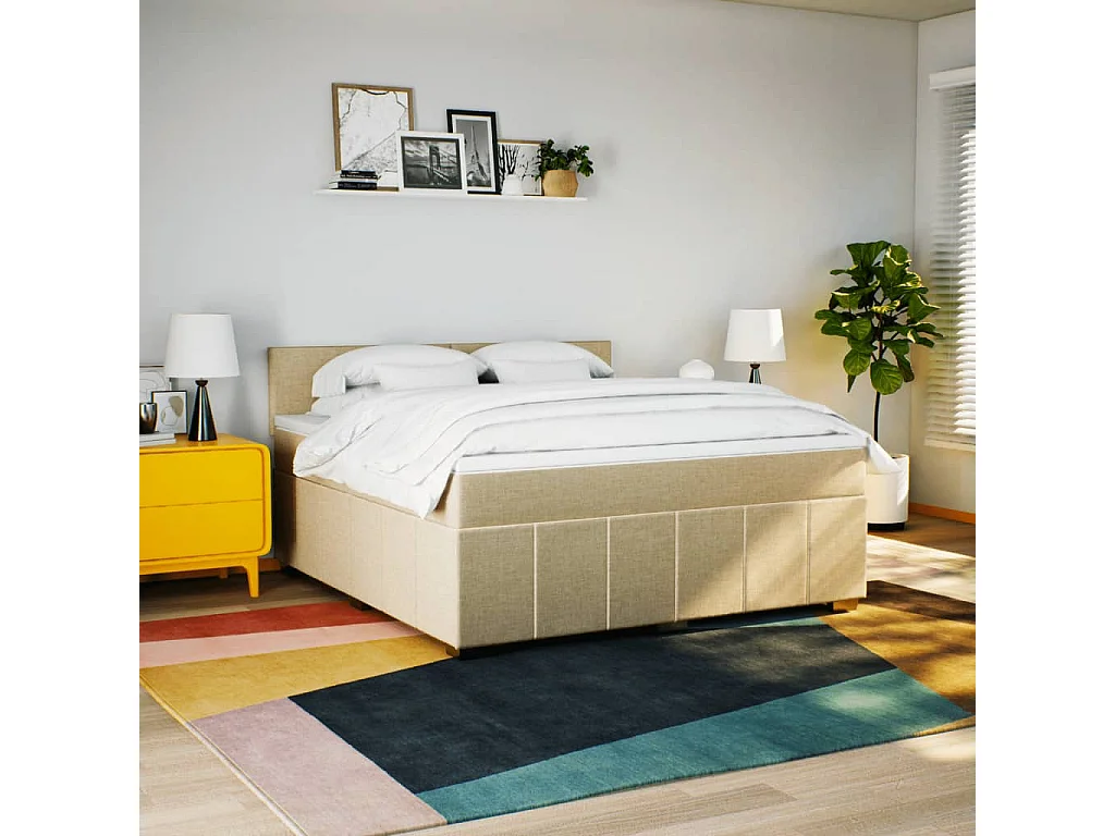 Cama com molas/colchão 180x200 cm tecido cor creme