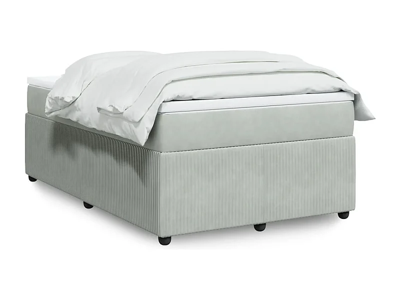 Cama box spring con colchón terciopelo gris claro 120x190 cm