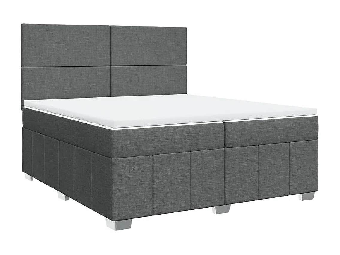 Sommier à lattes de lit avec matelas Gris foncé 200x200cm Tissu