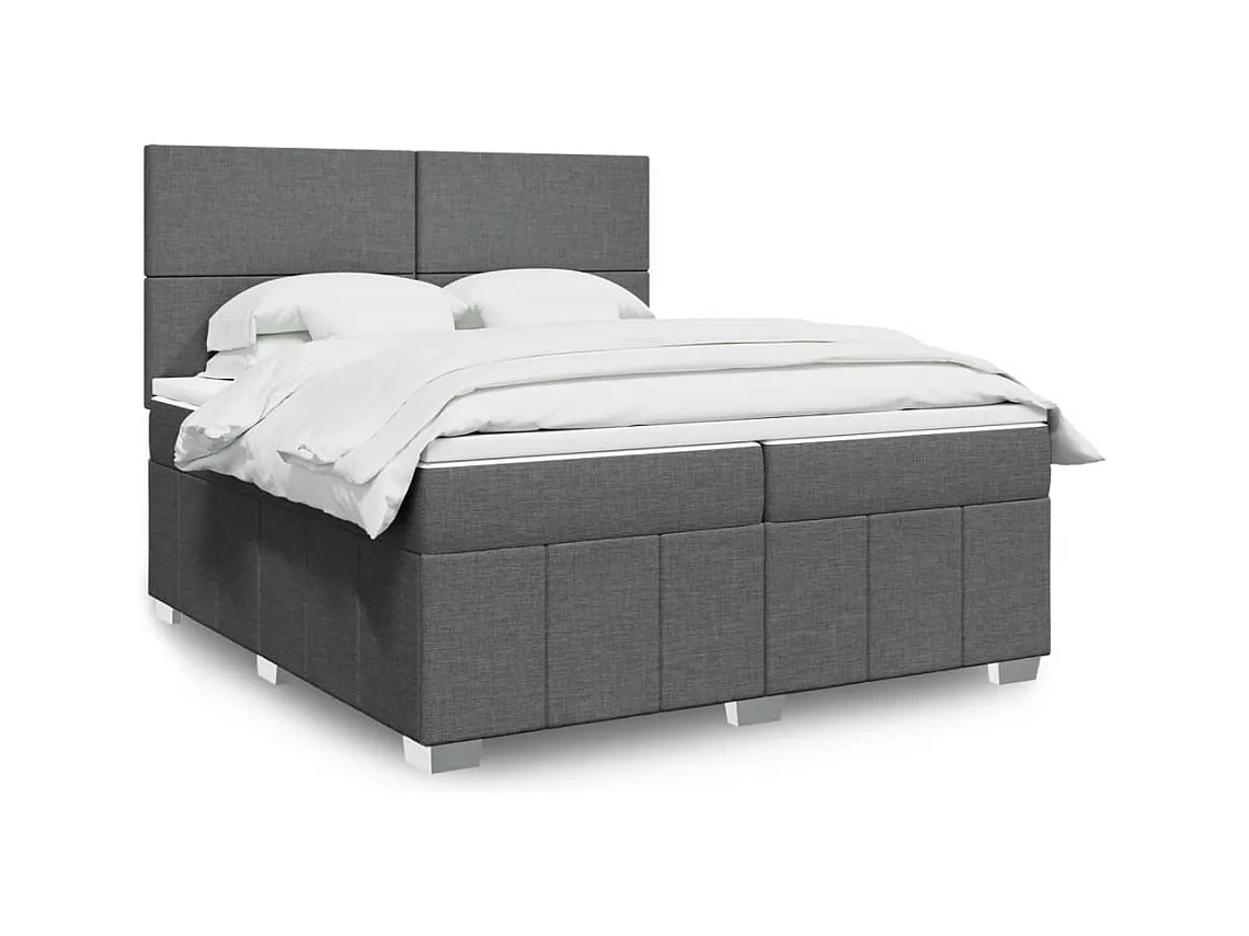 Cama box spring con colchón tela gris oscuro 200x200 cm
