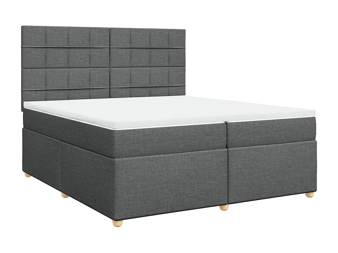 Cama box spring con colchón tela gris oscuro 200x200 cm