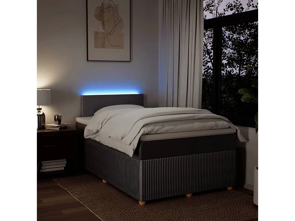 Cama boxspring c/ colchão 120x190cm tecido castanho-acinzentado