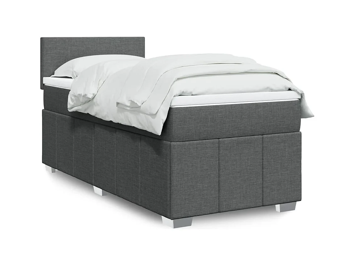 Sommier à lattes de lit et matelas Gris foncé 90x190 cm Tissu