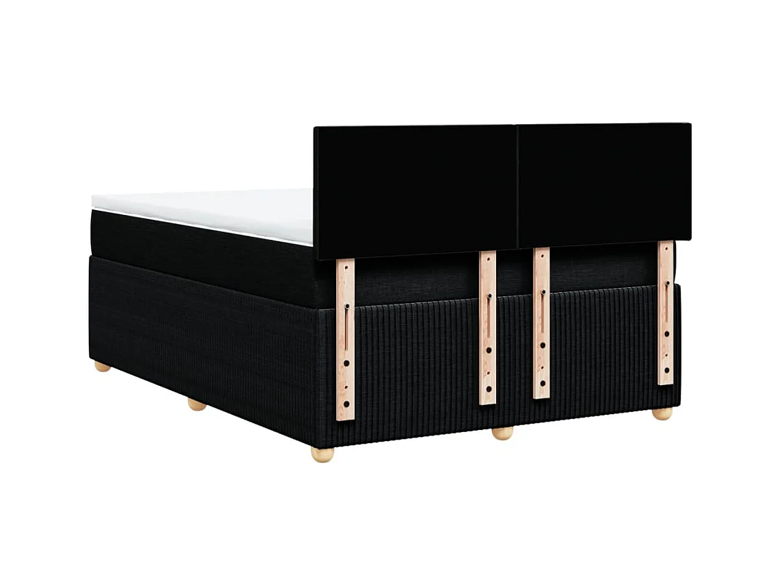 Sommier à lattes de lit avec matelas Noir 140x190 cm Tissu