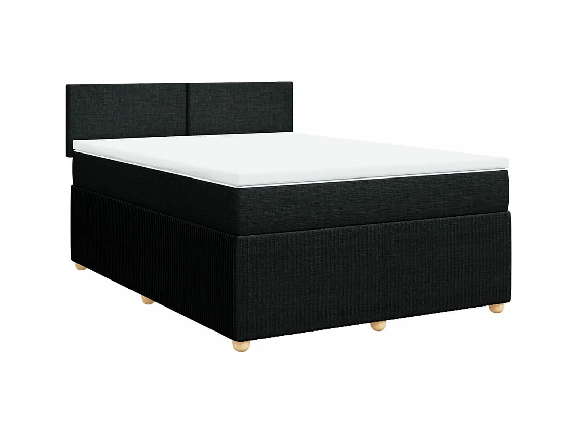 Sommier à lattes de lit avec matelas Noir 140x190 cm Tissu