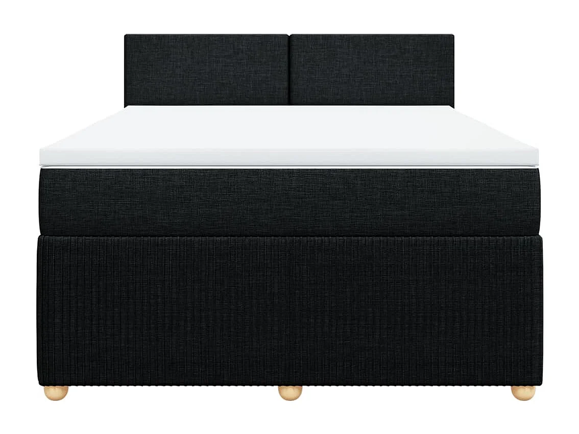 Sommier à lattes de lit avec matelas Noir 140x190 cm Tissu