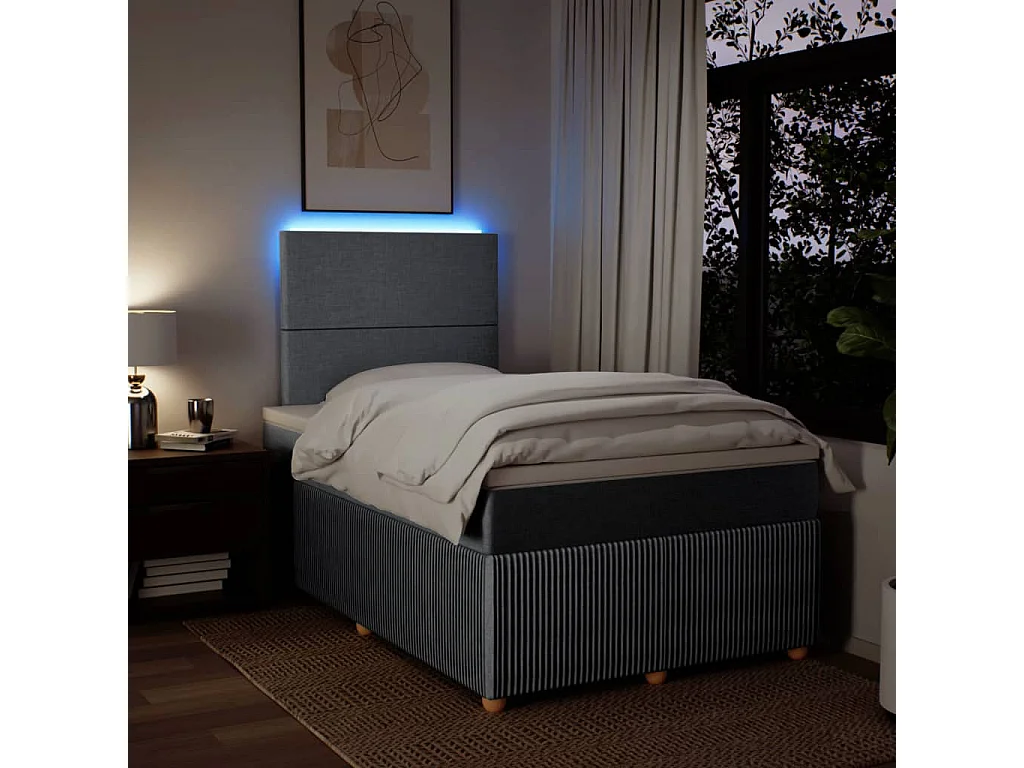 Sommier à lattes de lit et matelas gris clair 120x190 cm tissu