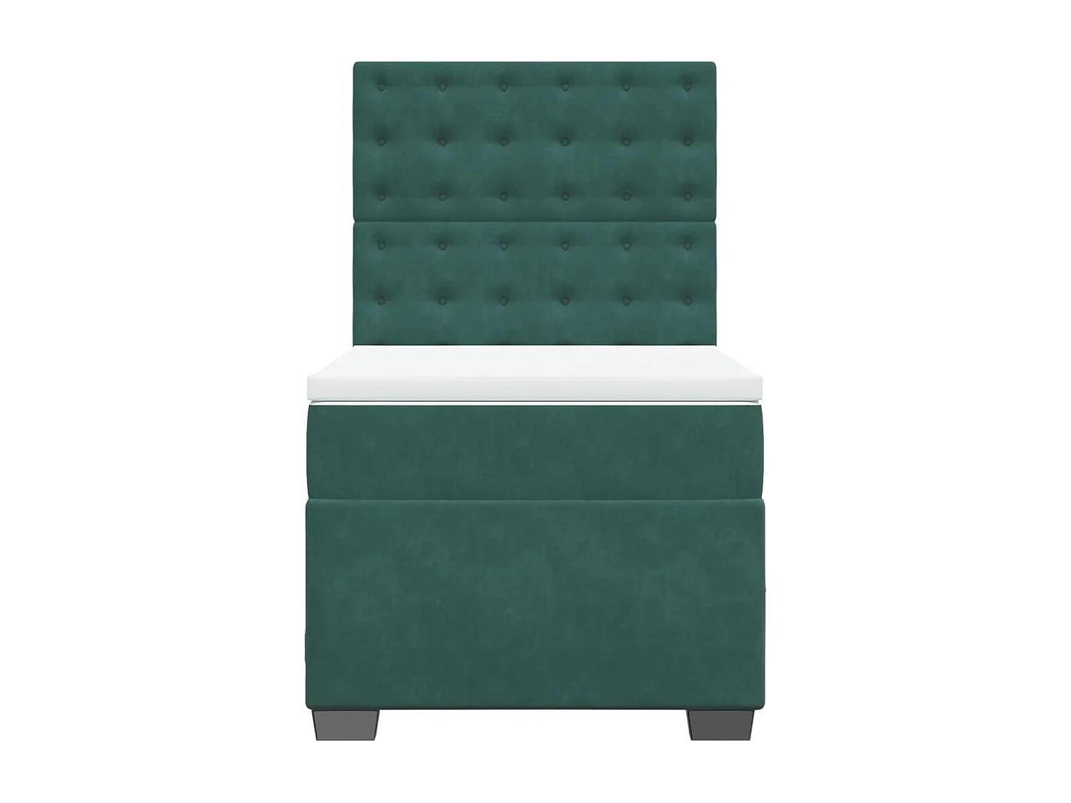 Cama box spring con colchón terciopelo verde oscuro 80x200 cm