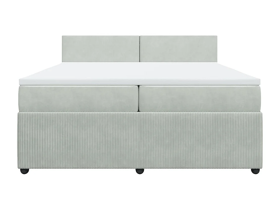 Cama box spring con colchón terciopelo gris claro 200x200 cm