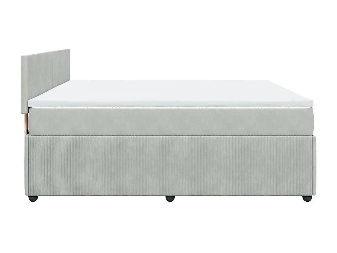 Cama box spring con colchón terciopelo gris claro 200x200 cm