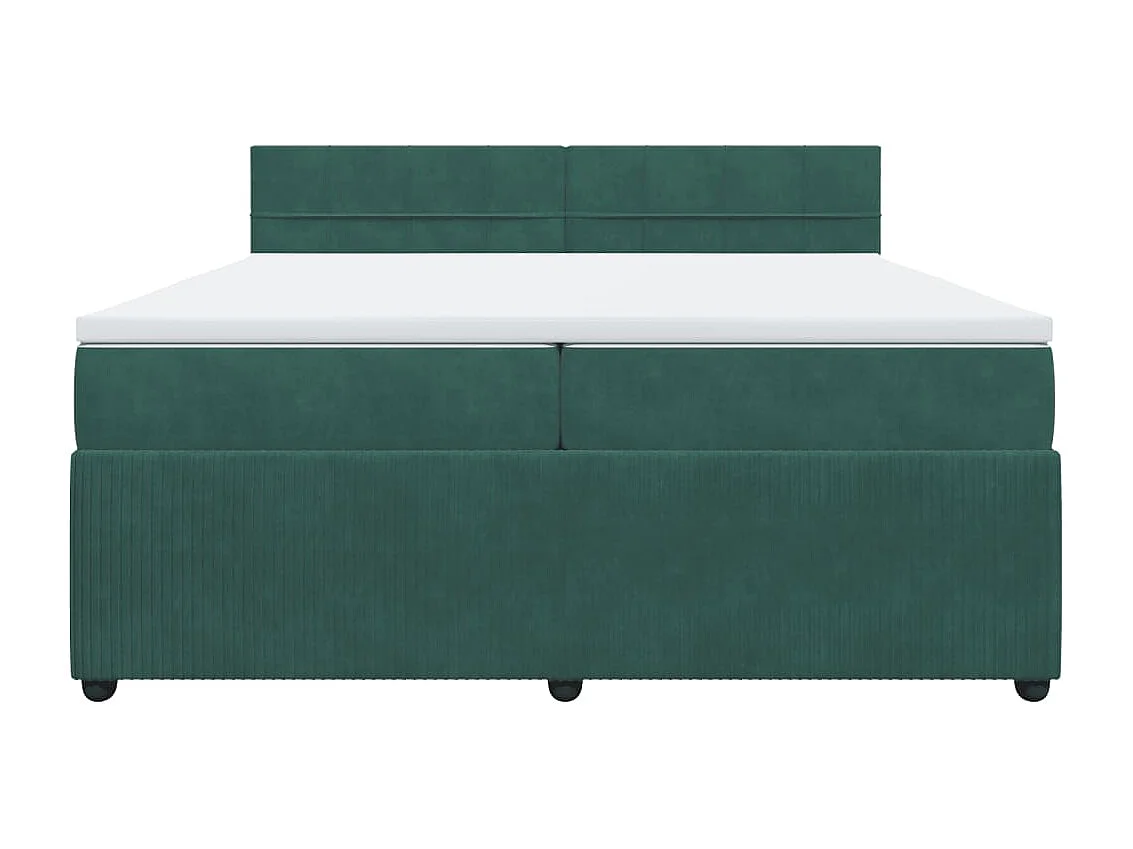 Cama com molas/colchão 200x200 cm veludo verde-escuro