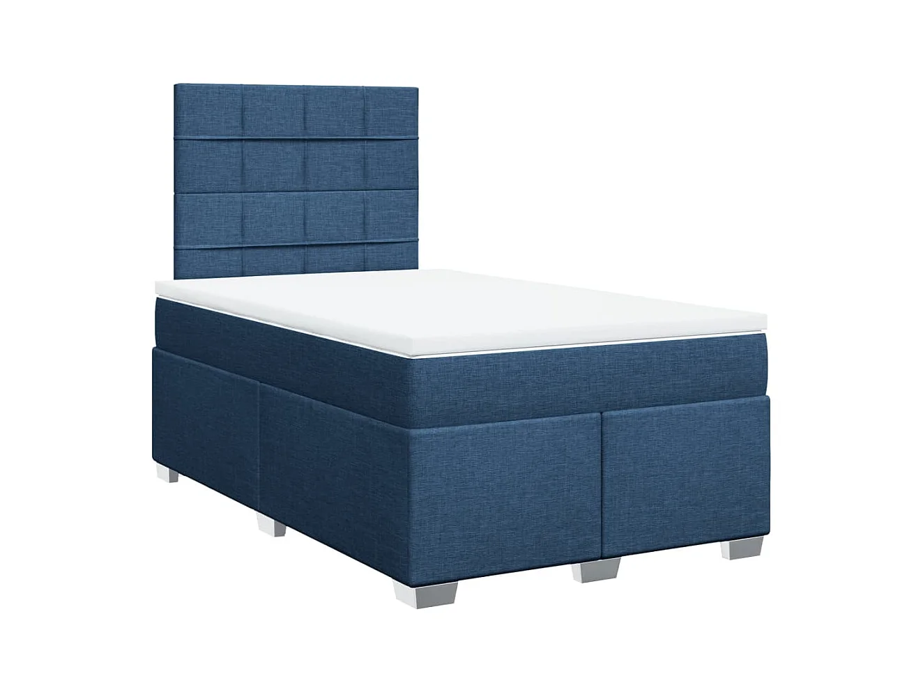 Cama boxspring com colchão 120x190 cm tecido azul