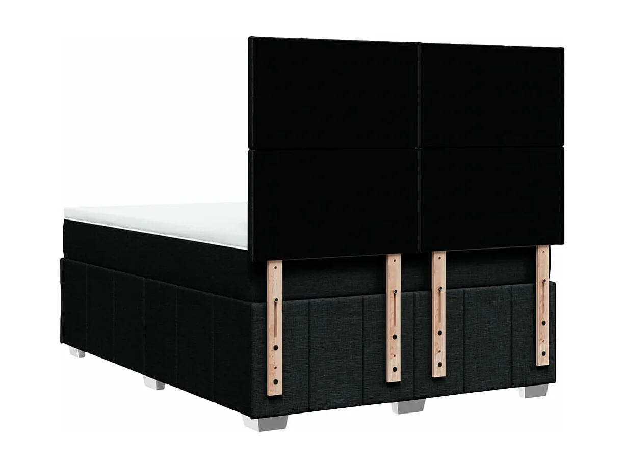 Sommier à lattes de lit avec matelas Noir 140x190 cm Tissu