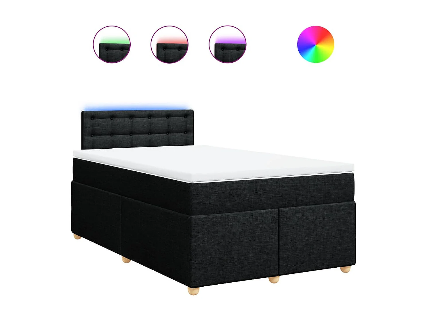 Sommier à lattes de lit avec matelas noir 120x190 cm tissu