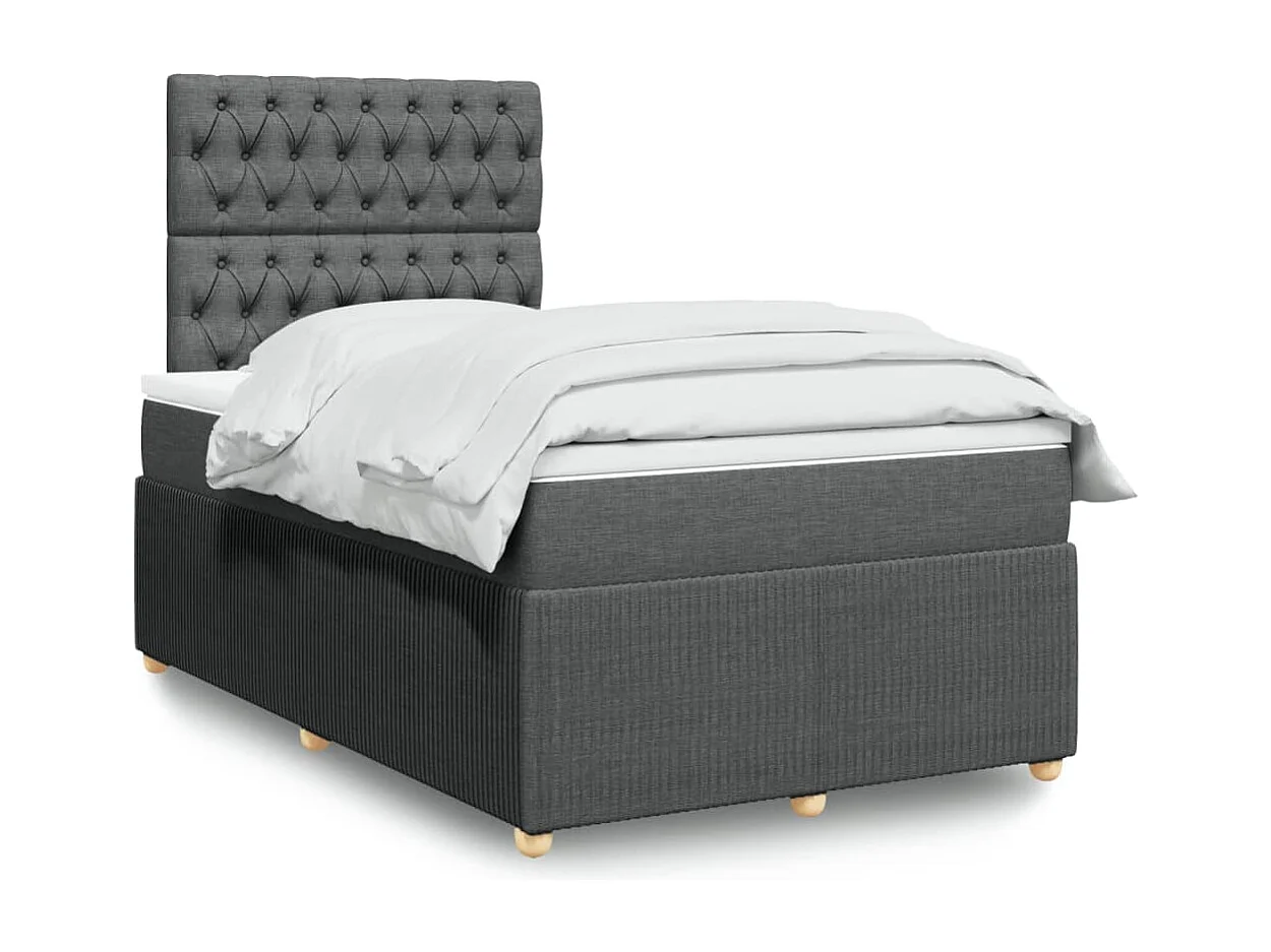 Cama boxspring com colchão 120x190 cm tecido cinzento-escuro