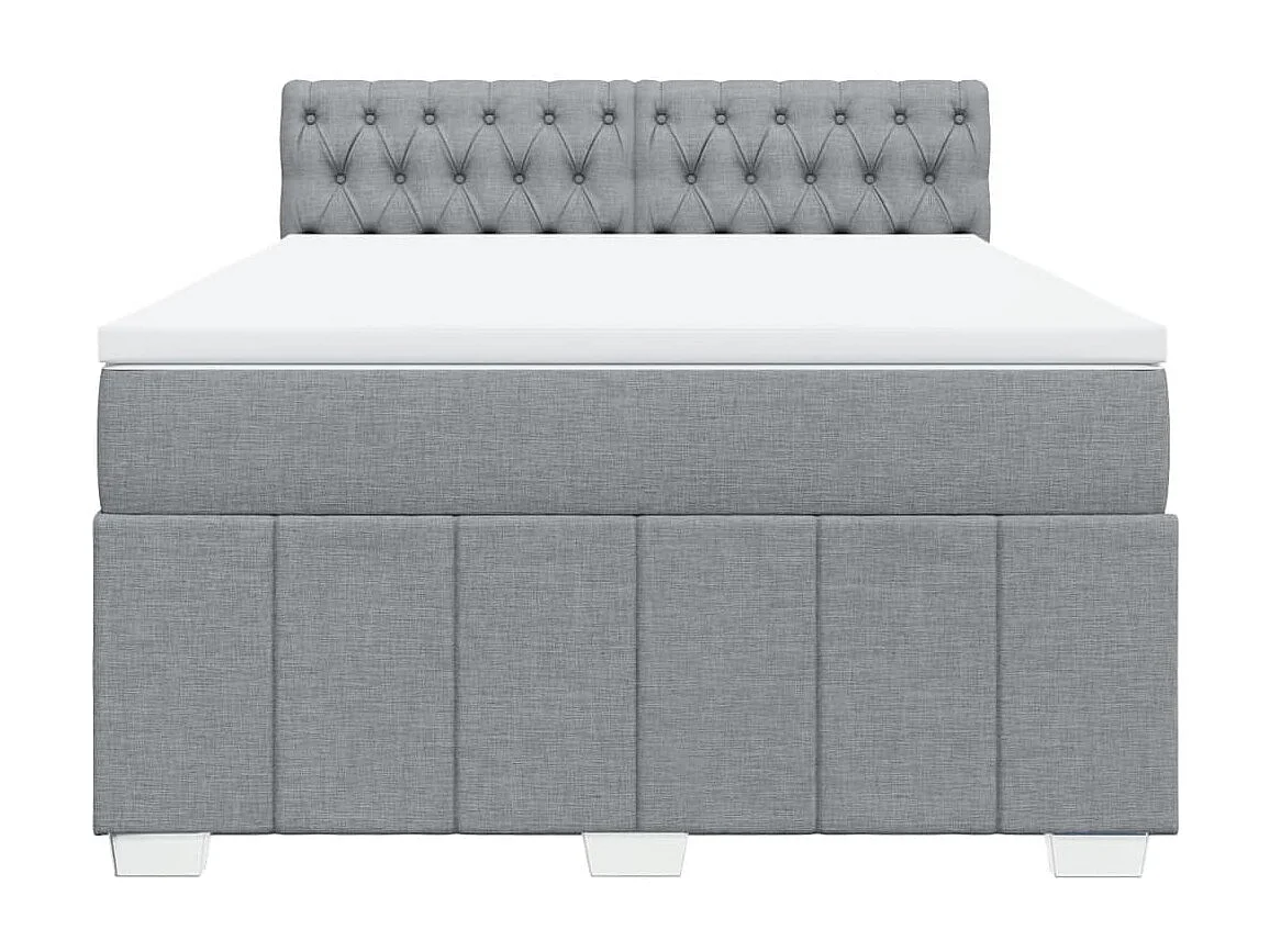 Boxspring met matras stof lichtgrijs 140x190 cm