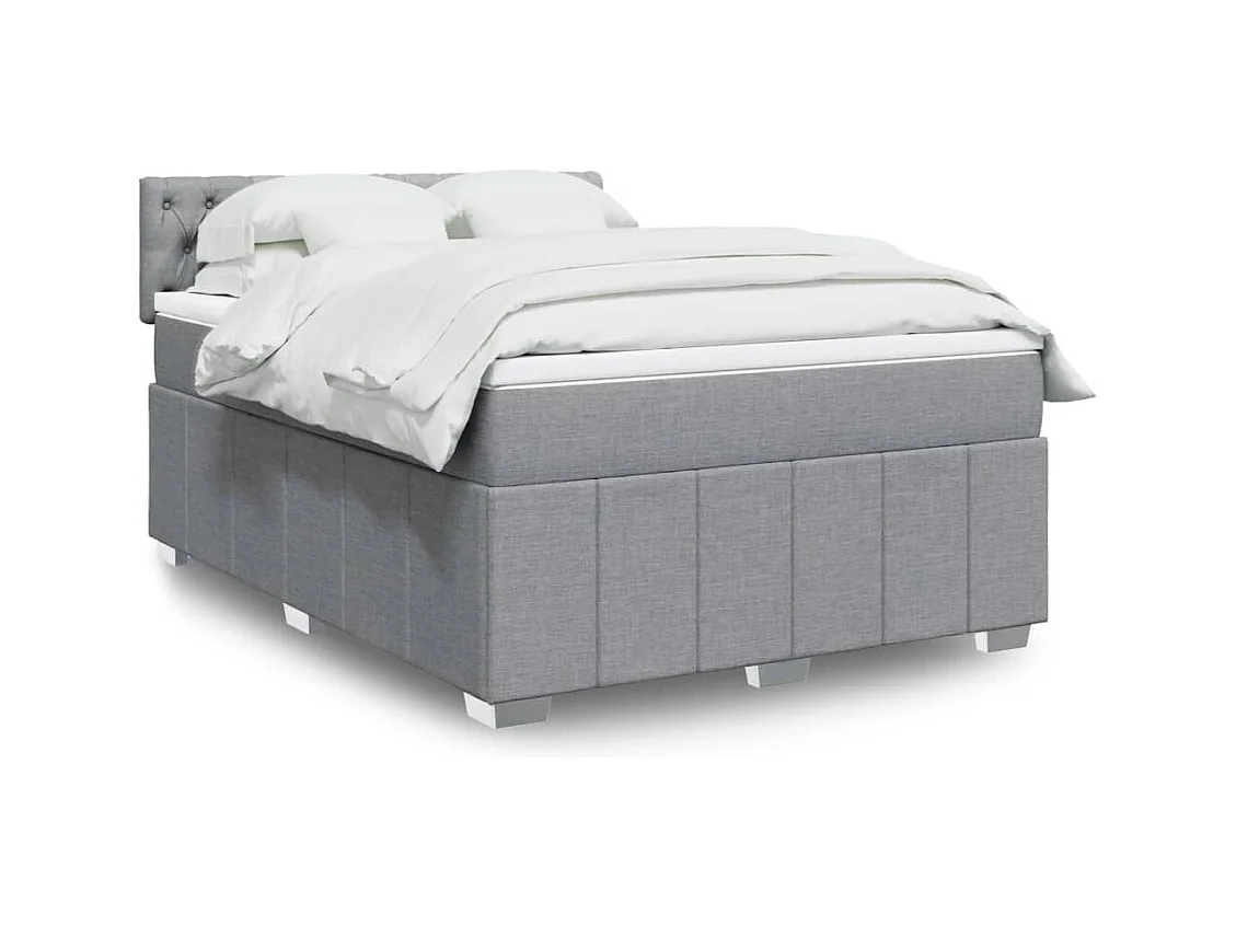 Cama com molas/colchão 140x190 cm tecido cinzento-claro
