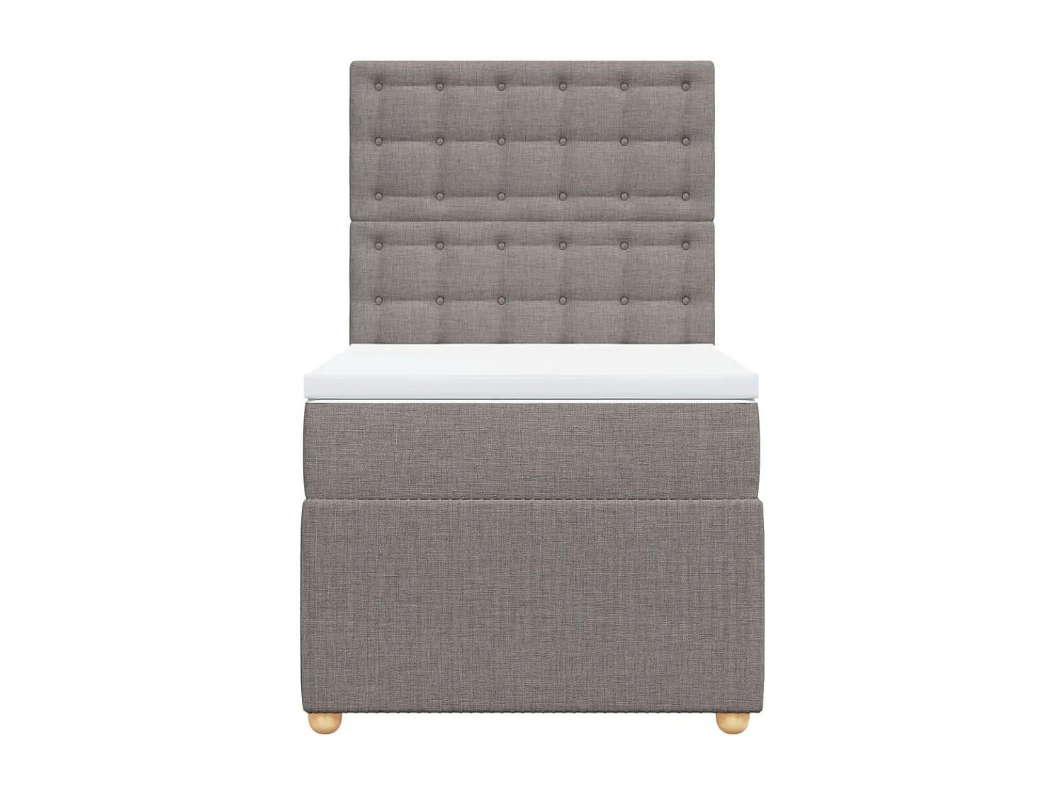 Cama box spring con colchón tela gris taupe 100x200 cm