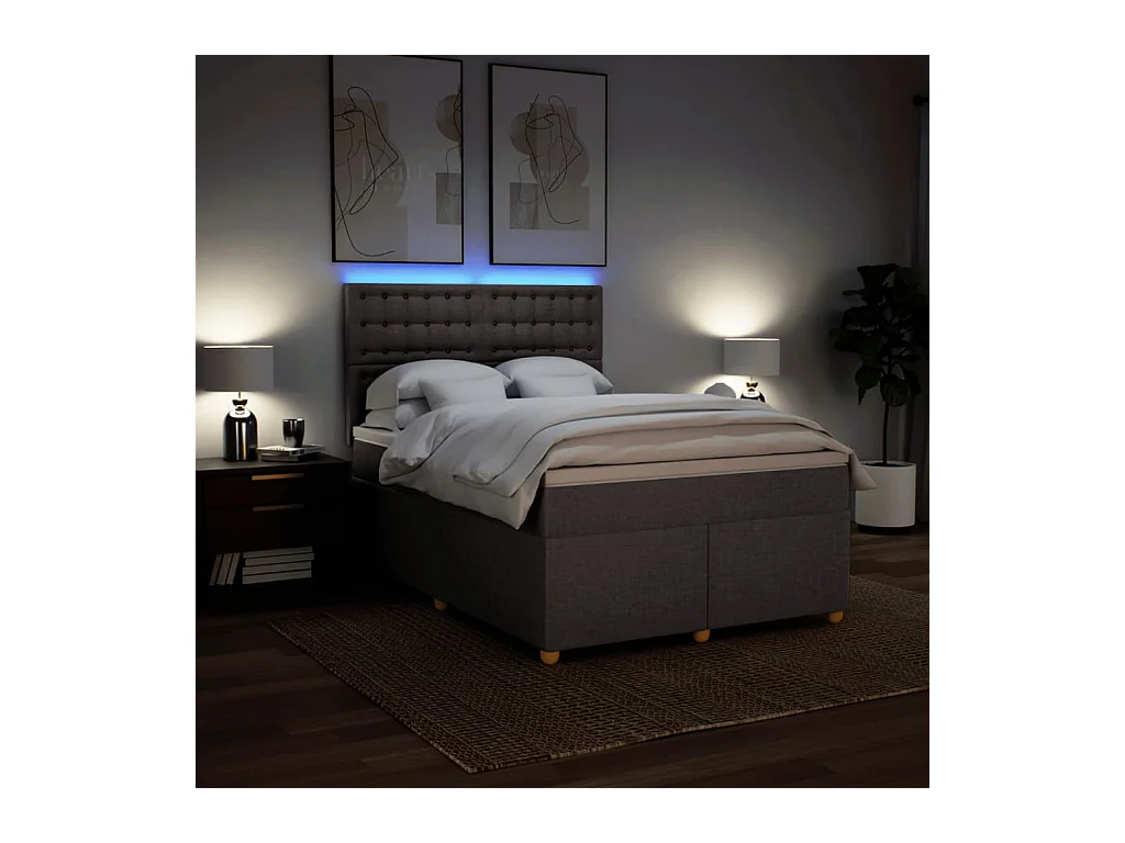 Sommier à lattes de lit avec matelas Taupe 160x200 cm Tissu