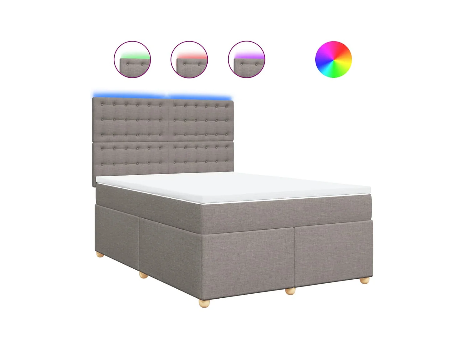 Sommier à lattes de lit avec matelas Taupe 160x200 cm Tissu