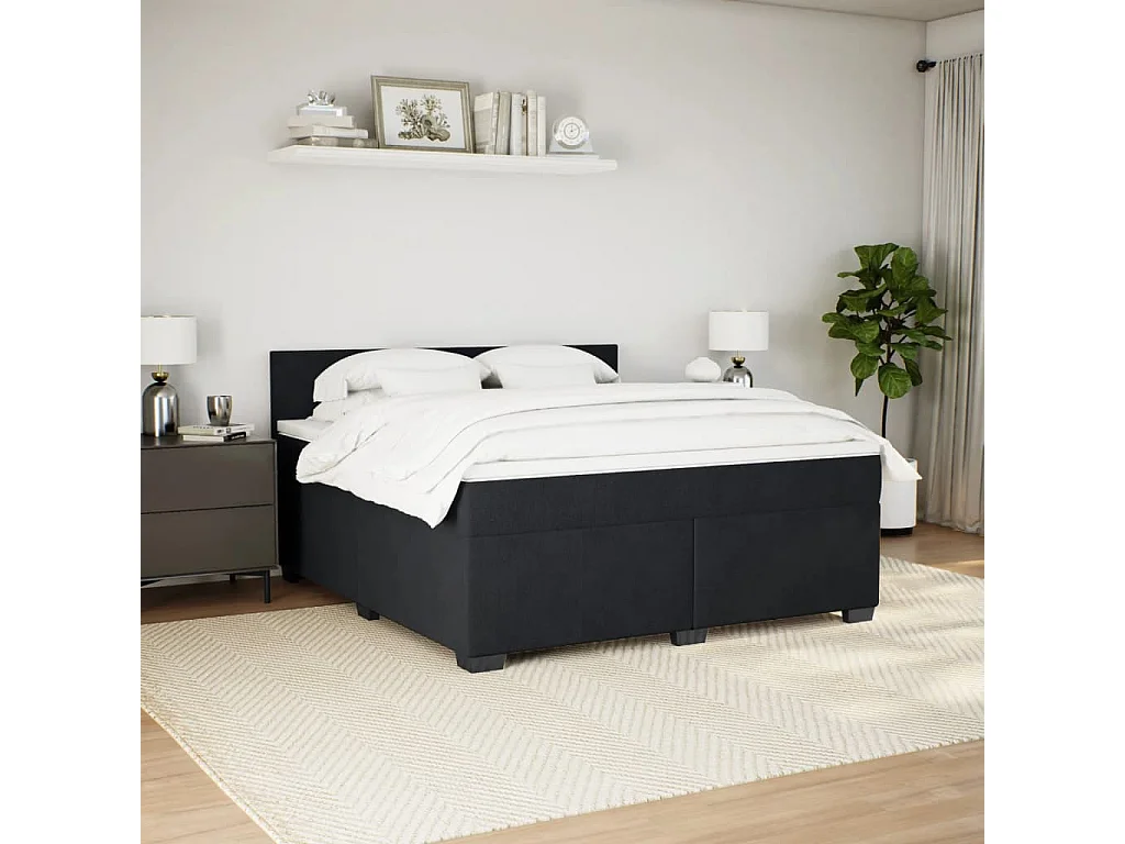 Sommier à lattes de lit avec matelas Noir 180x200 cm Velours