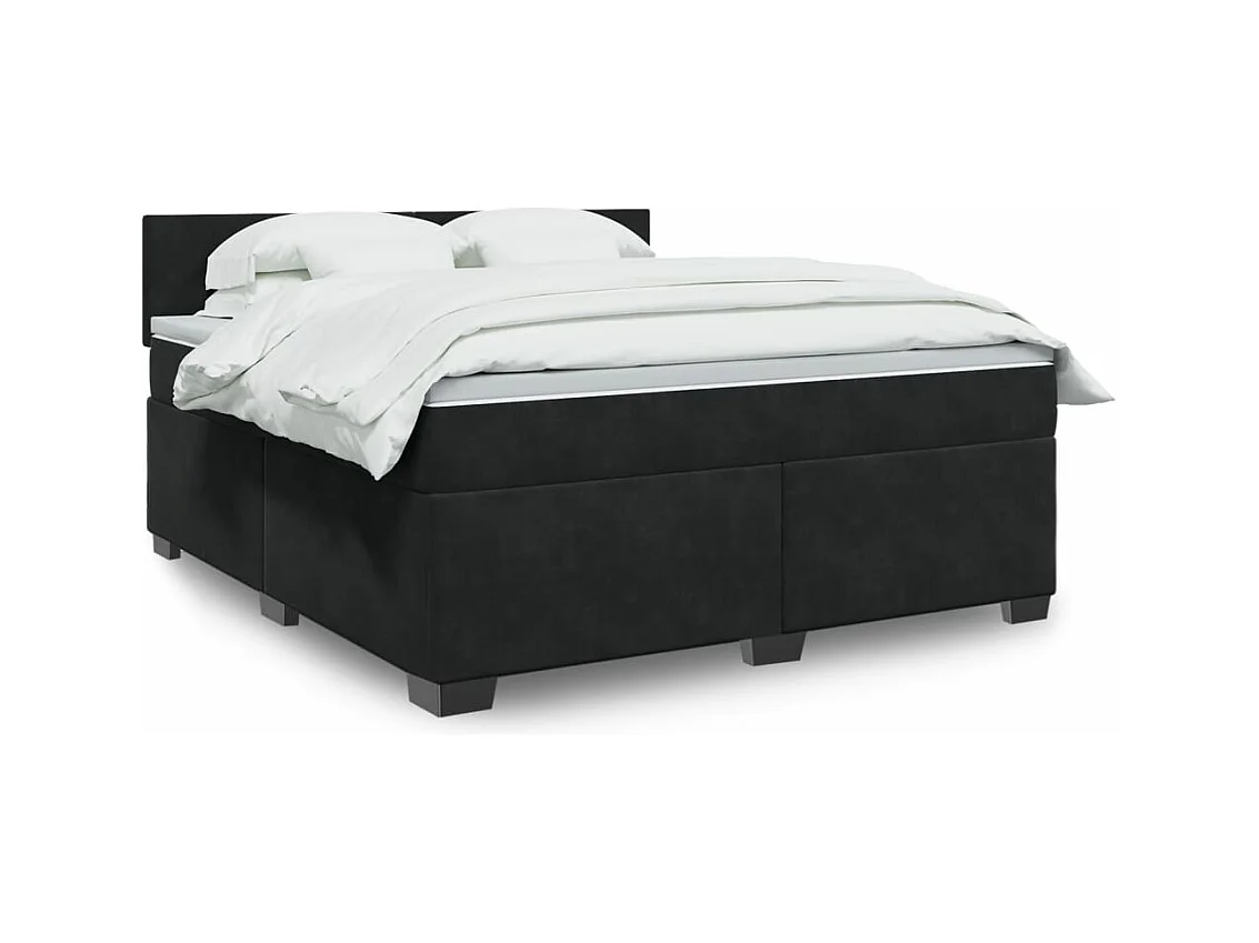 Boxspring met matras fluweel zwart 180x200 cm