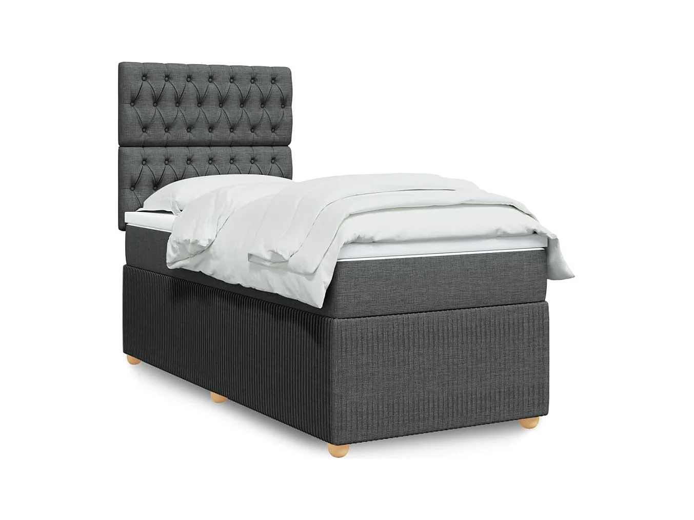 Sommier à lattes de lit avec matelas Gris foncé 90x200 cm Tissu