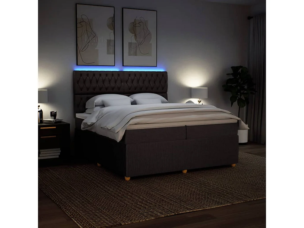 Sommier à lattes de lit avec matelas Marron foncé 200x200 cm