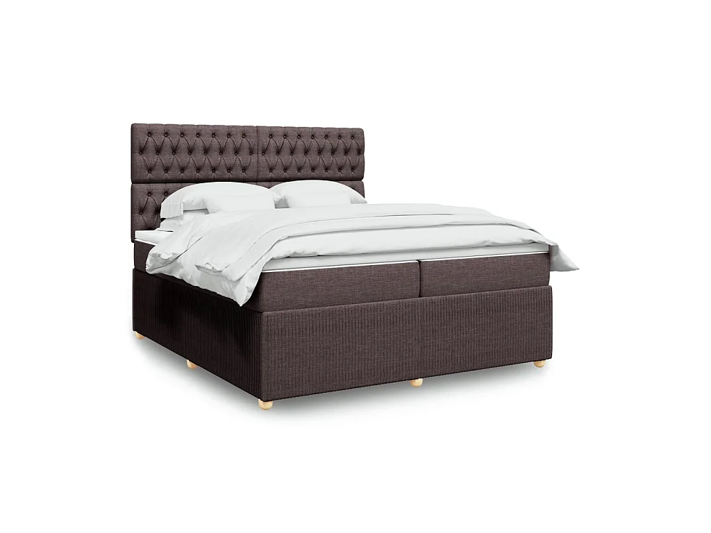 Boxspring met matras stof donkerbruin 200x200 cm