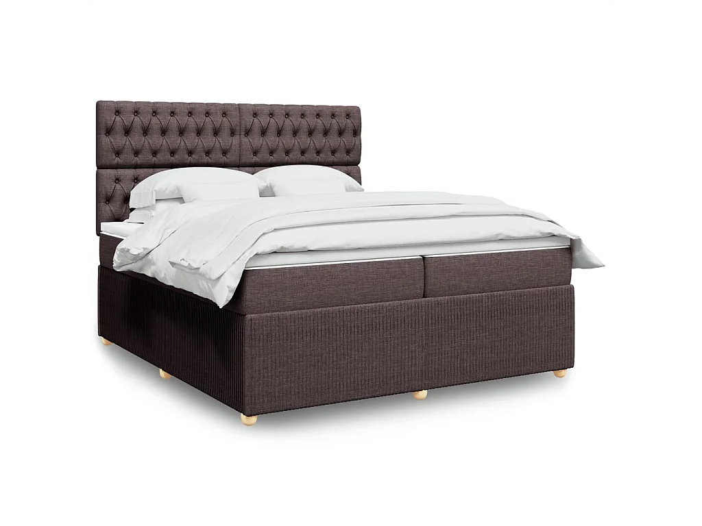 Boxspring met matras stof donkerbruin 200x200 cm