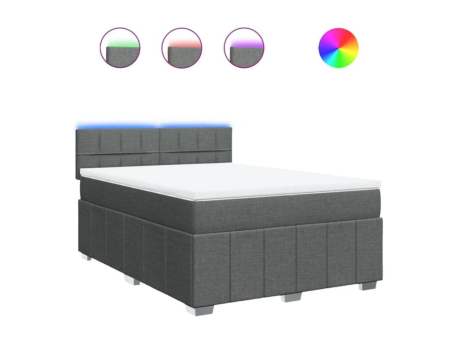 Sommier à lattes de lit avec matelas Gris foncé 140x200cm Tissu