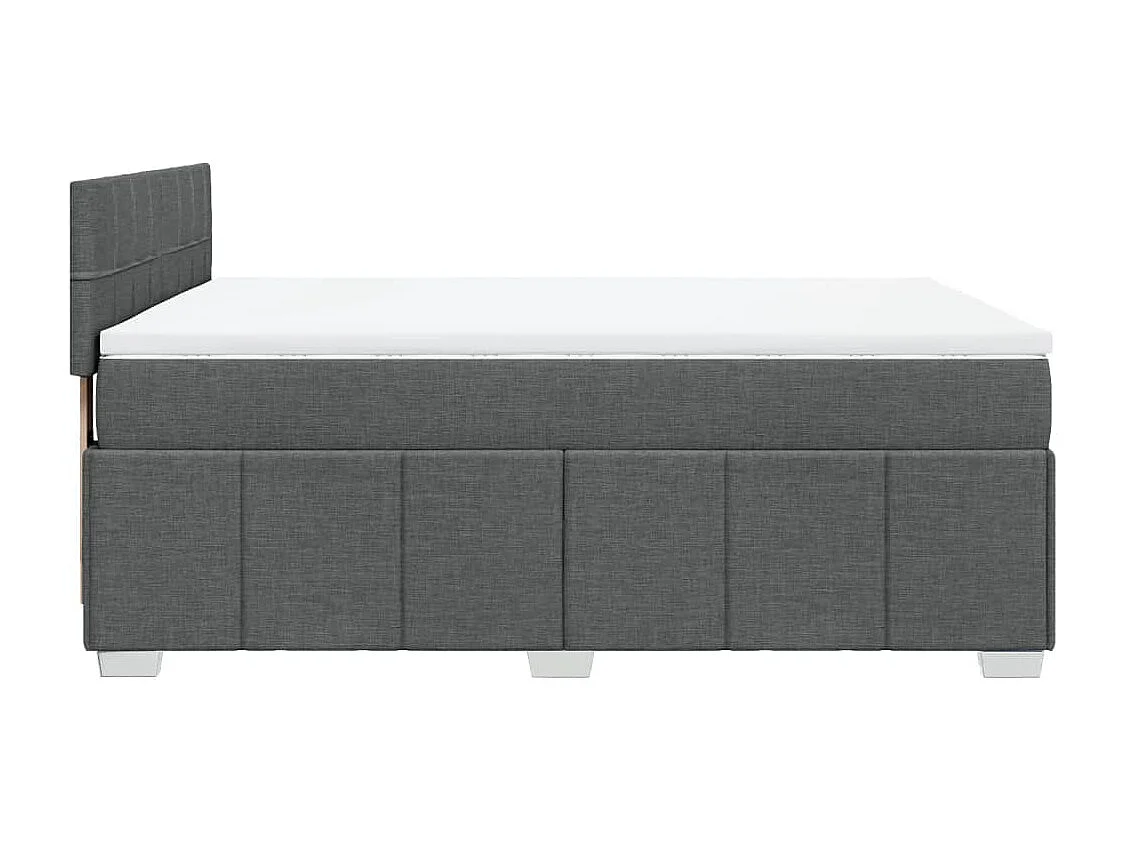Cama box spring con colchón tela gris oscuro 140x200 cm