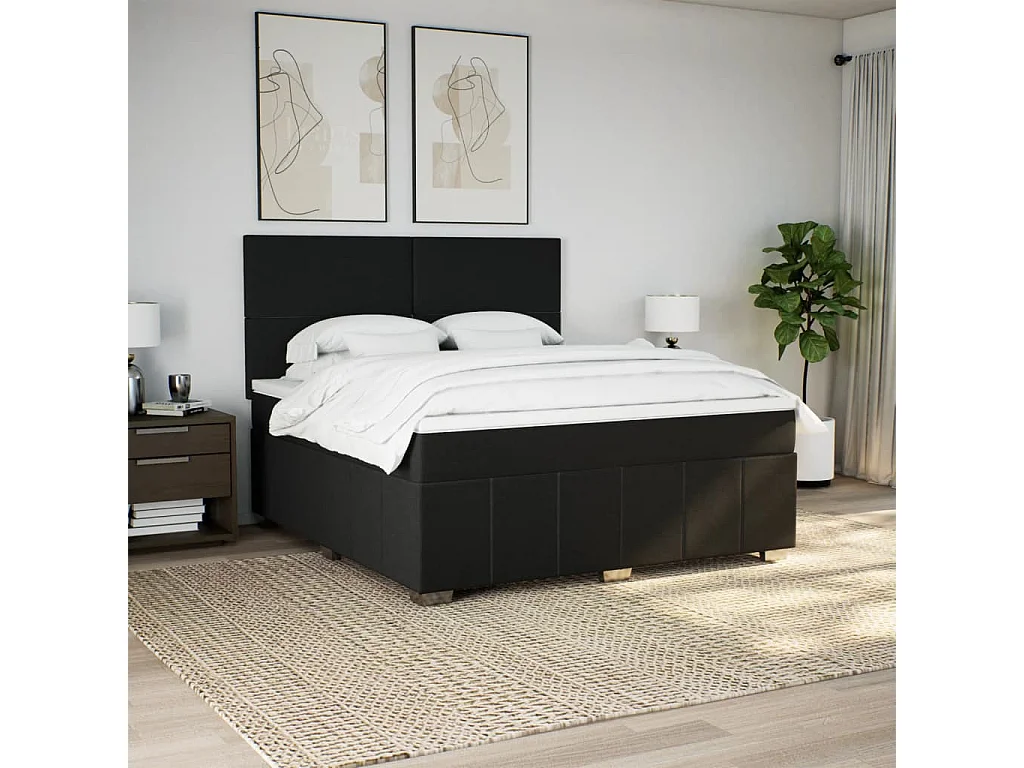 Boxspring met matras stof zwart 180x200 cm