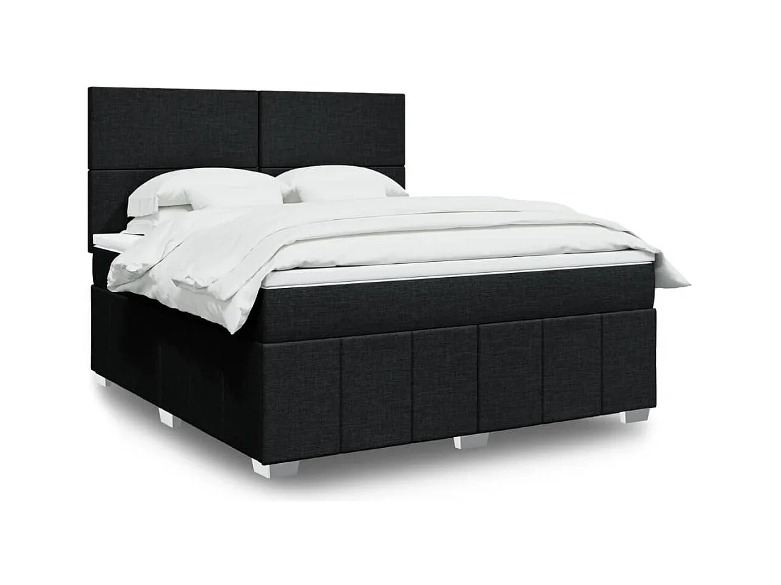 Sommier à lattes de lit avec matelas Noir 180x200 cm Tissu
