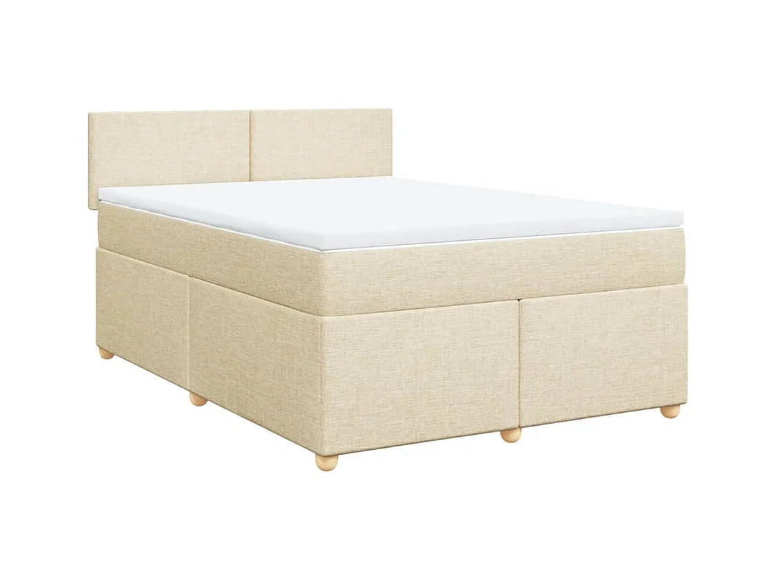Cama com molas/colchão 140x200 cm tecido cor creme