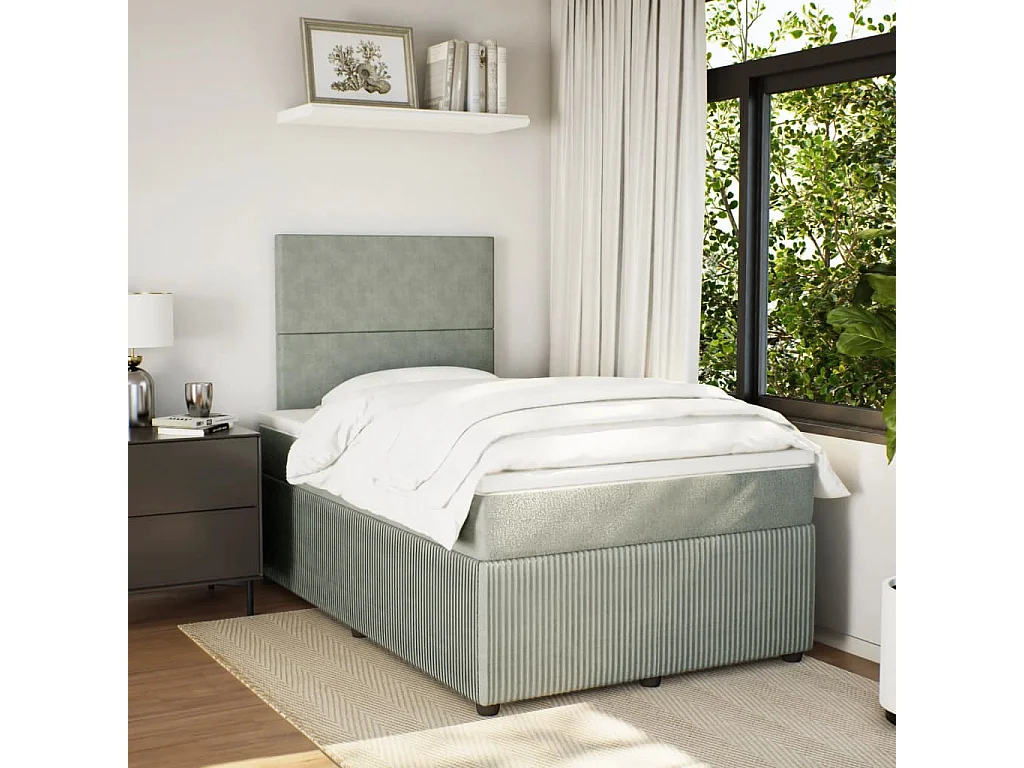 Cama boxspring com colchão 120x190 cm veludo cinzento-claro